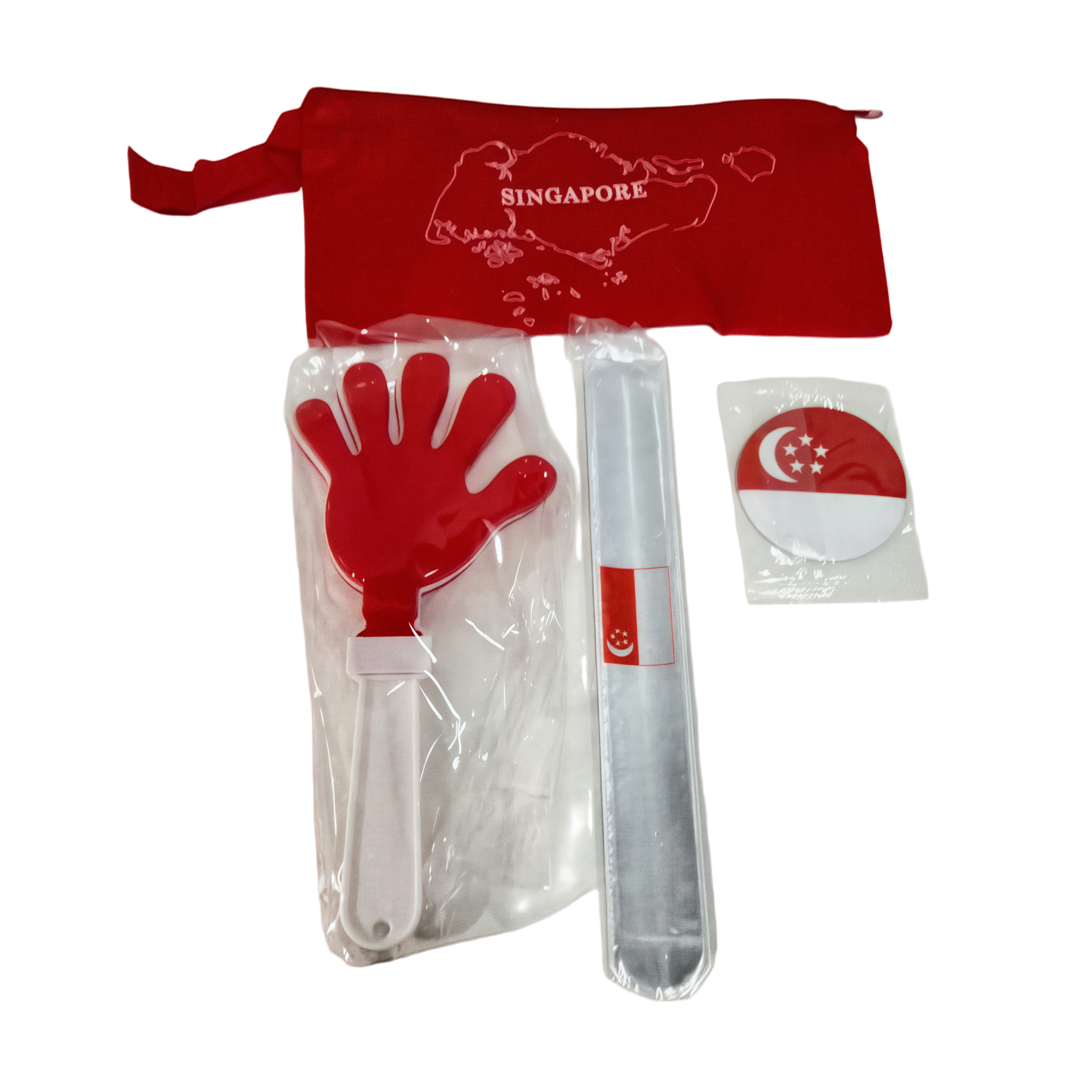 Cheer 3-item Pouch O Wristband Badge Clapper 20.5x11cm White x 20 sets