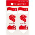Singapore Flag Lion Head Tattoo Sticker 6/sheet 3.3x5cm; 3.3x5cm; 5x5cm