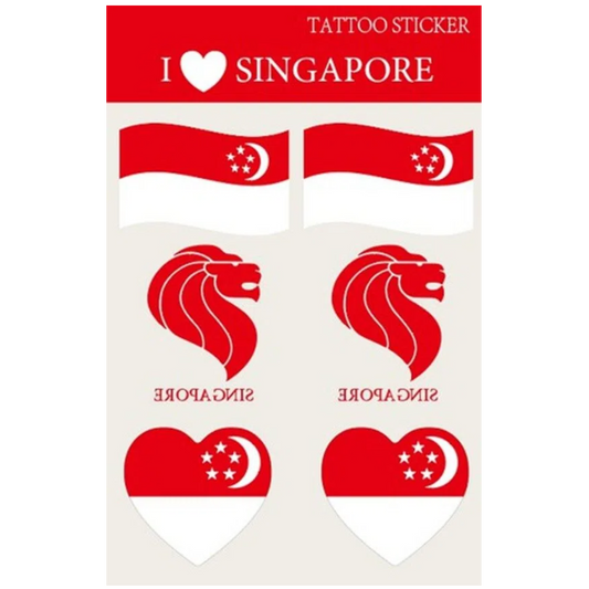 Singapore Flag Lion Head Tattoo Sticker 6/sheet 3.3x5cm; 3.3x5cm; 5x5cm x 20 sheets