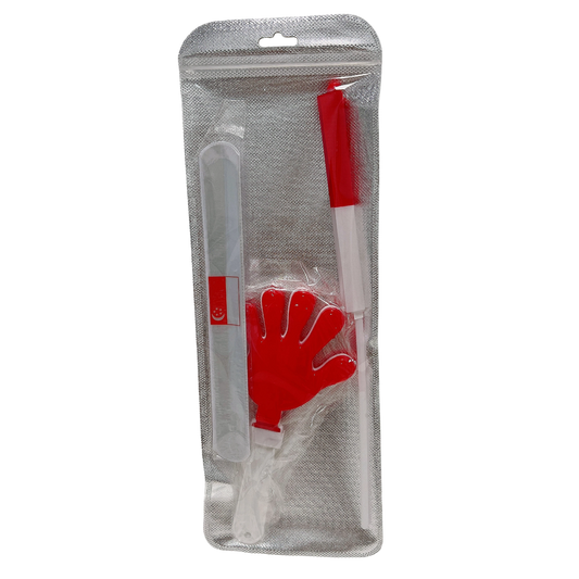 Cheer 3-item Pack B Flag Wristband Clapper 13x37cm White x 20 sets