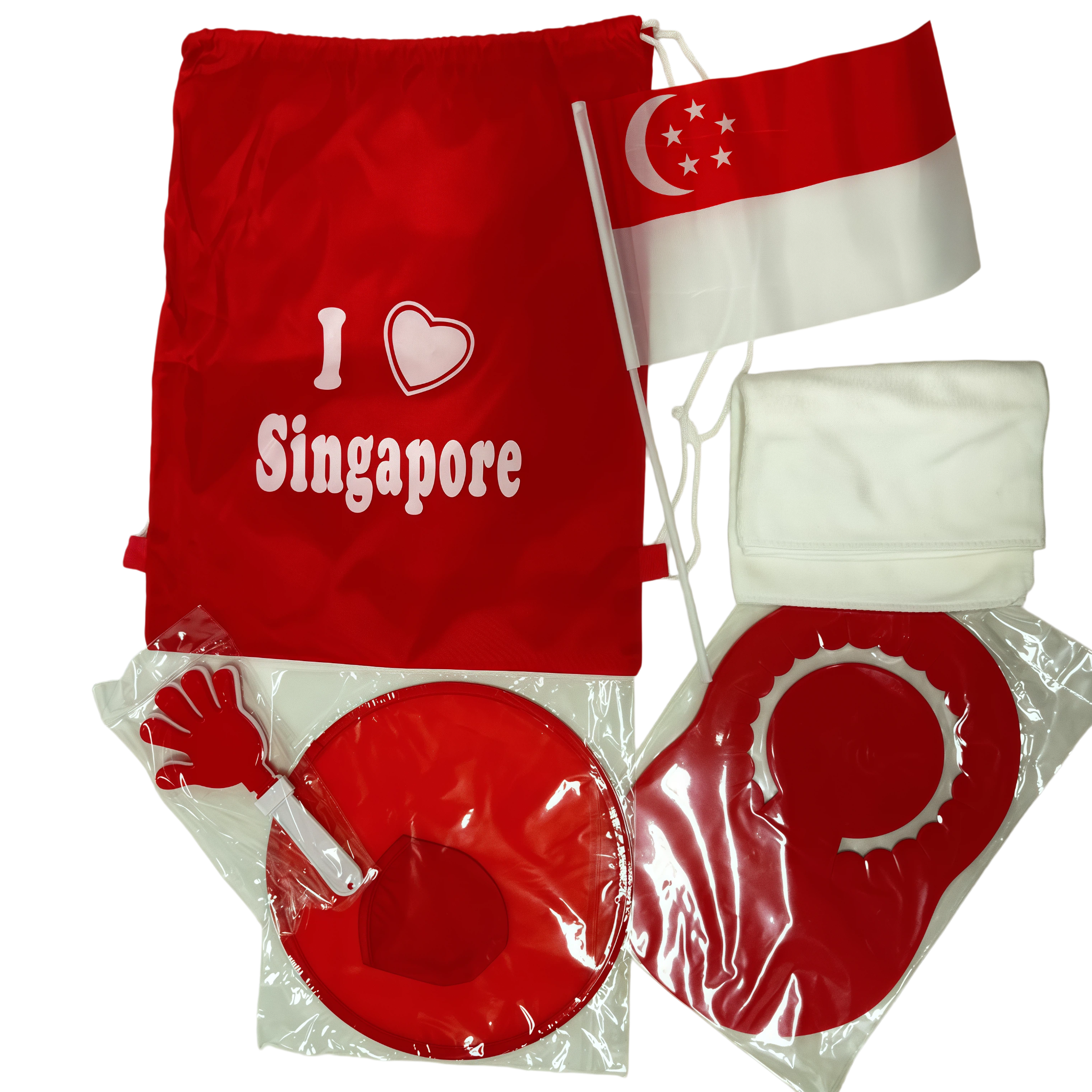Cheer 5-item Bag D Flag Visor Frisbee Clapper Towel 33x44cm x 20 sets