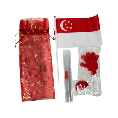 Cheer 4-item Pouch N Flag Badge Wristband Clapper 14x35cm x 20 sets