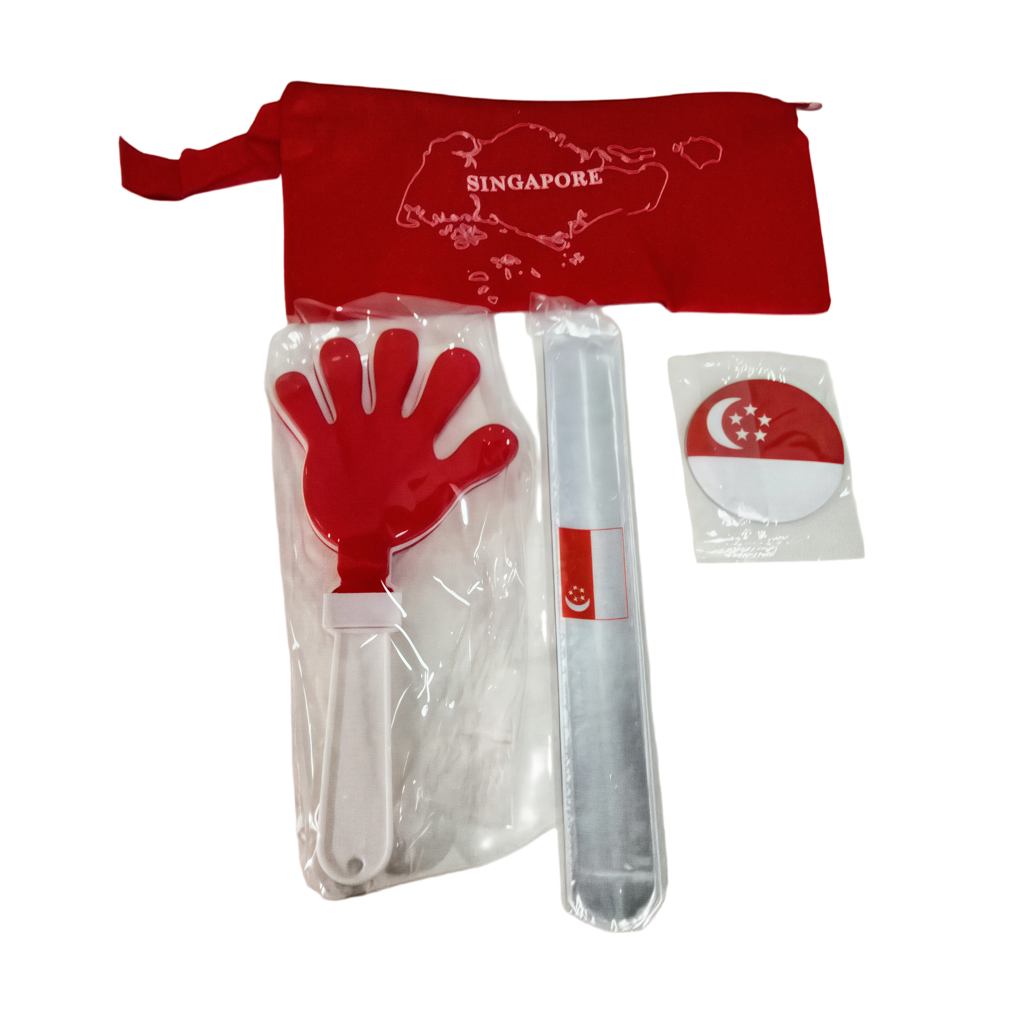 Cheer 3-item Pouch O Wristband Badge Clapper 20.5x11cm White x 20 sets