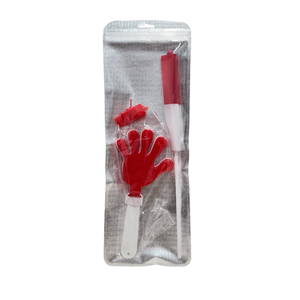 Cheer 3-item Pack Y Flag Whistle Clapper 13x37cm Red x 20 sets