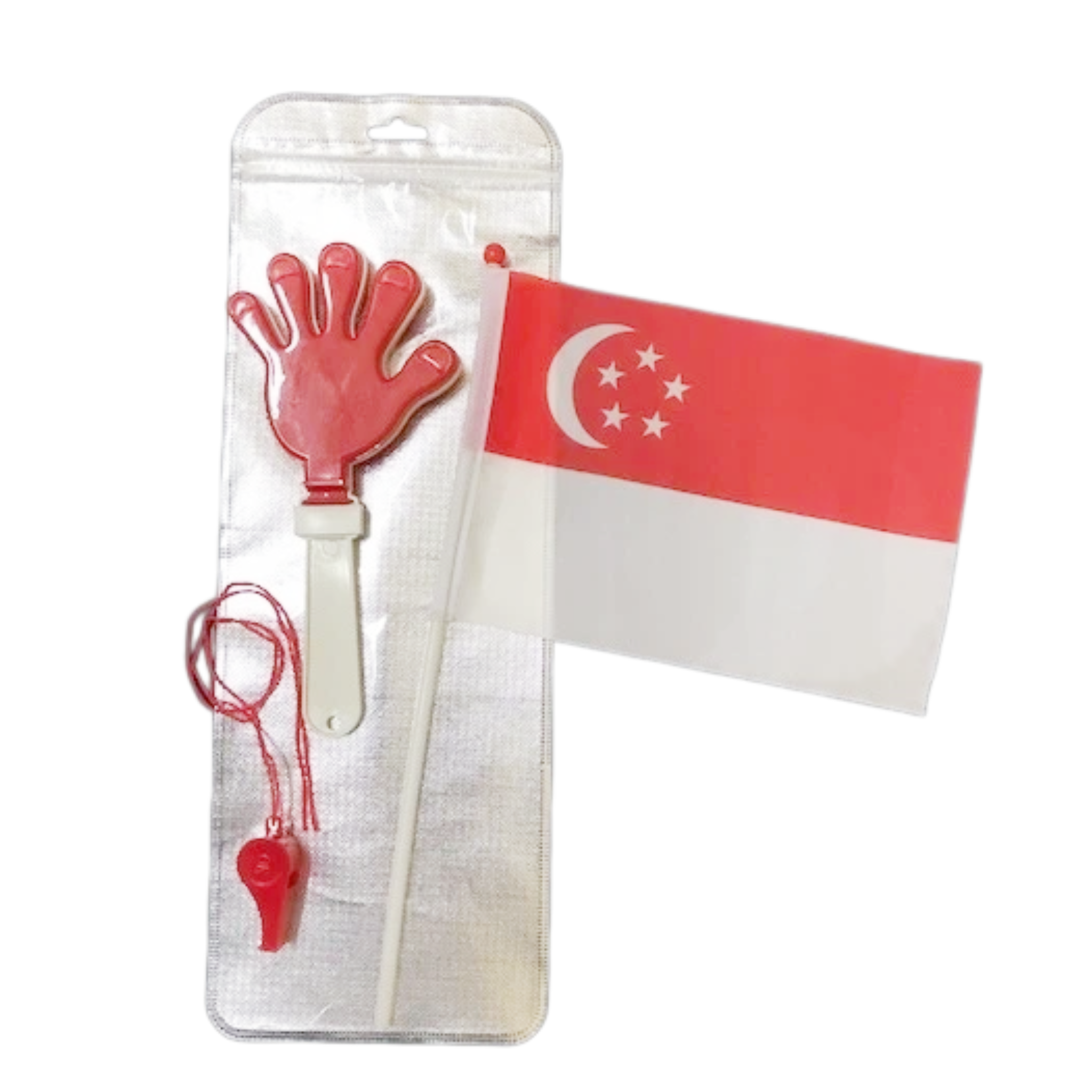 Cheer 3-item Pack Y Flag Whistle Clapper 13x37cm Red x 20 sets