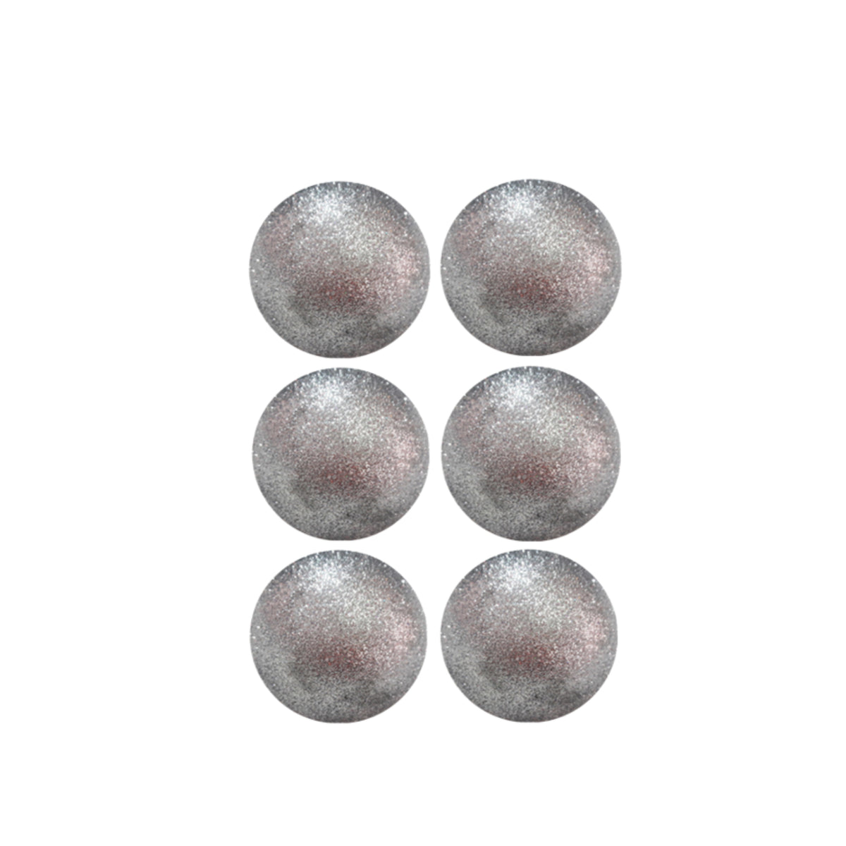 8cm Bauble Glitter Silver (6pcs)