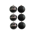 8cm Bauble Glitter Black (6pcs)