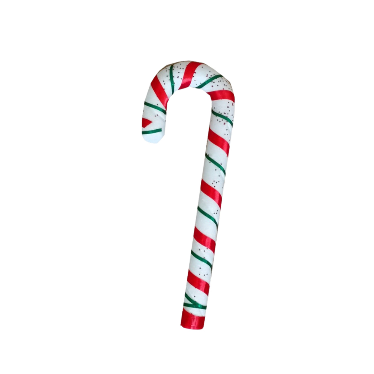 White Foam Candy Cane with Red and Green Ribbons