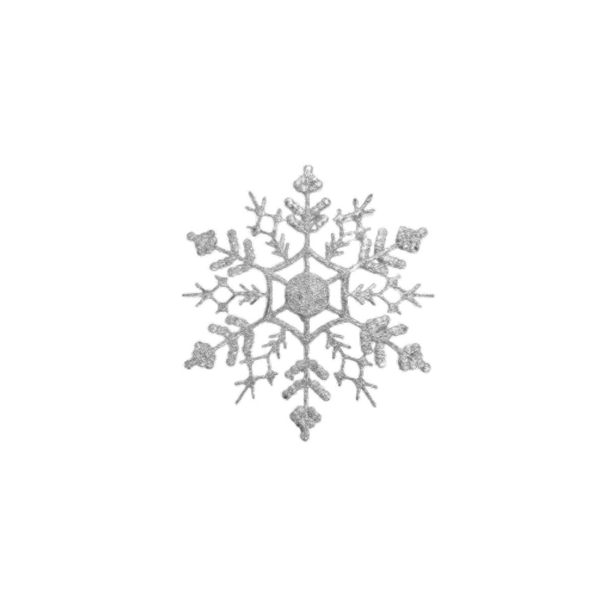 Silver Glitter Snowflake Flat 16cm (2pcs)