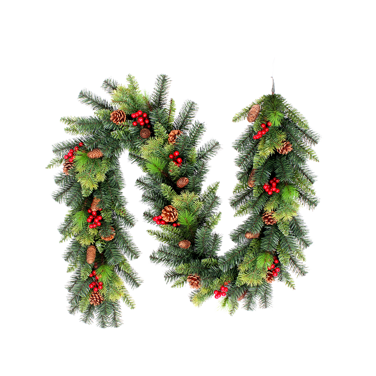 160T Pinecone Berry PE Pine PVC Mix Garland 0.3x2m