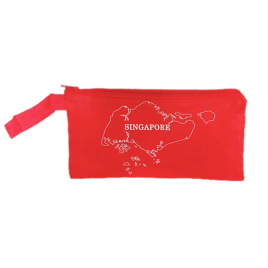 Singapore Map Zip Pouch Polyester 20.5x11cm x 20 pieces