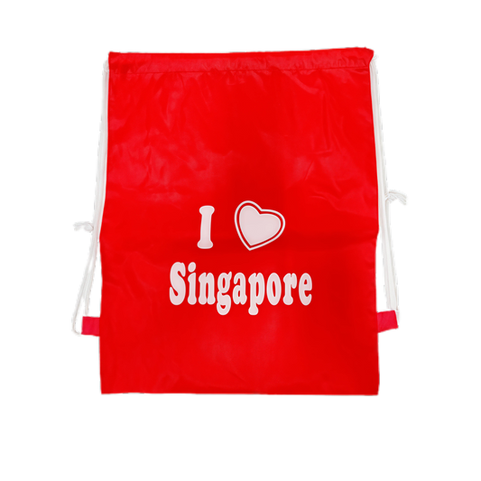 I Love Singapore Drawstring Bag Polyester 210D 33x44cm x 20 pieces