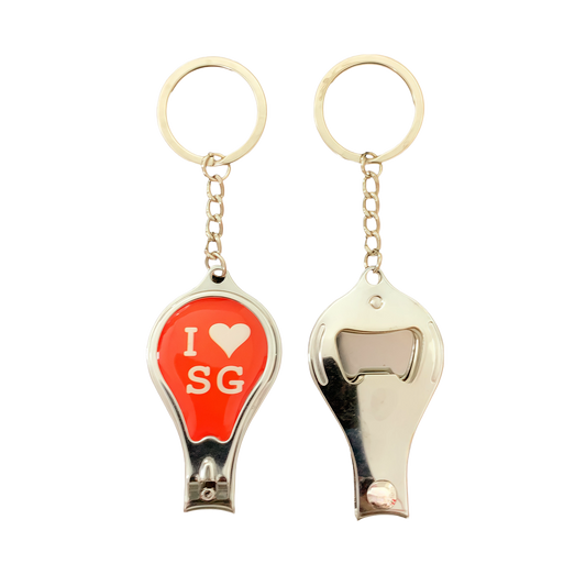 I Love SG Nail Clipper Bottle Opener Keychain 3.5x6.5cm x 12 pieces